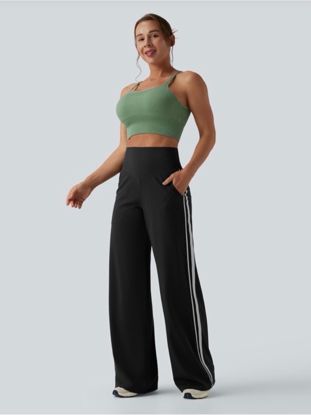 NWT Halara Ultrasculpt High Waisted Stripes Wide Leg Baggy Pants